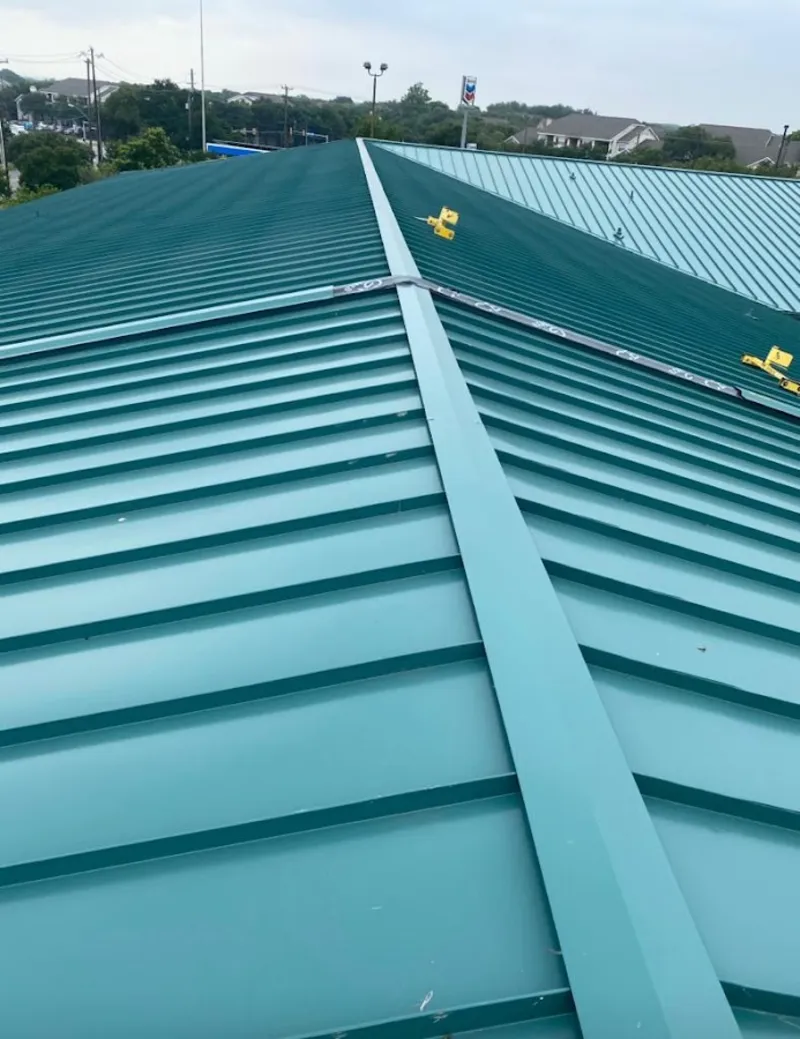 Green commercial metal roof ridge and valley for Metal Roof Repair in Springettsbury